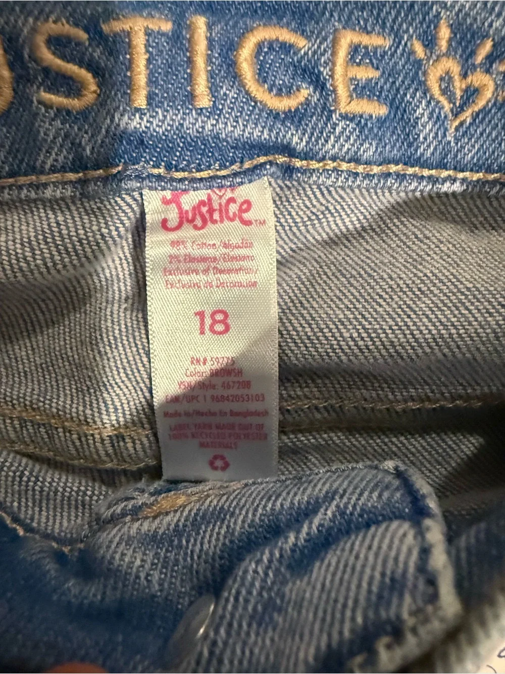 Justice Light Blue Flare Jeans with Distressed Knee